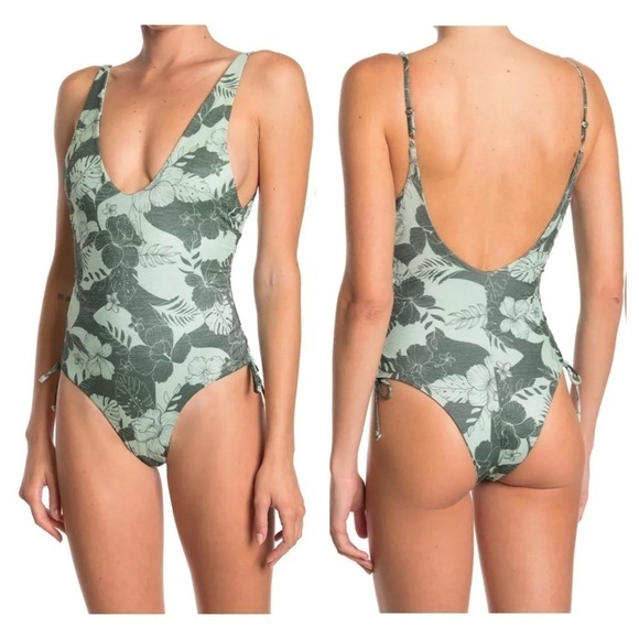 BOUND BY BOND-EYE In The Loop 1 Piece Bathing Suit Silver Fern Floral Sz S NWT. - Picture 1 of 9